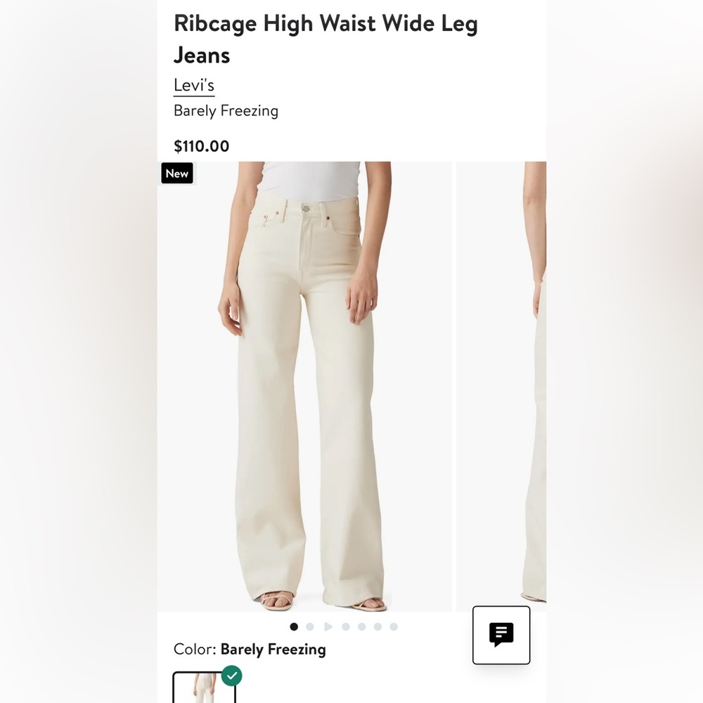 Levi's Ribcage High Waist Wide Leg Jeans in Barely Freezing Cream